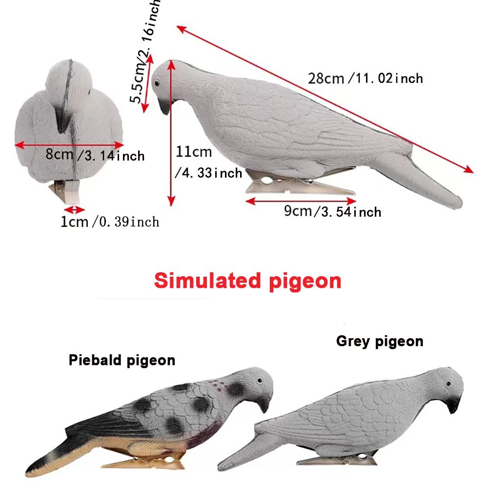 Simulated pigeon, specially designed for shooting practice, can be clamped on branches for use. Suitable for outdoor training.
Simulated pigeon, specially designed for shooting practice, can be clamped on branches for use. Suitable for outdoor training.