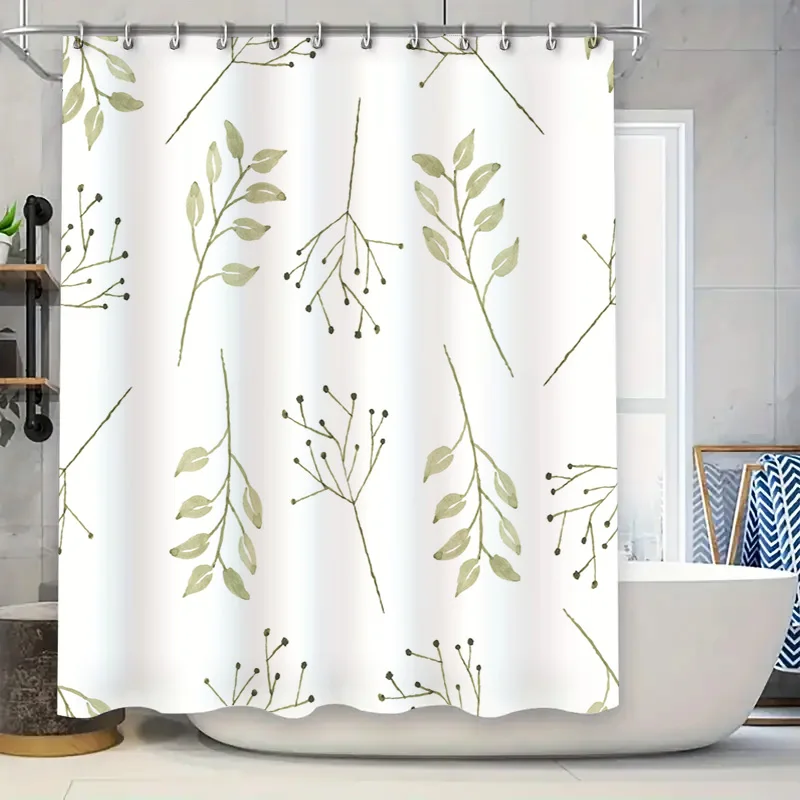 Elegant White Shower Curtain with Green Leaf Pattern Perfect for Your Bathroom Decor!
Elegant White Shower Curtain with Green Leaf Pattern Perfect for Your Bathroom Decor!
