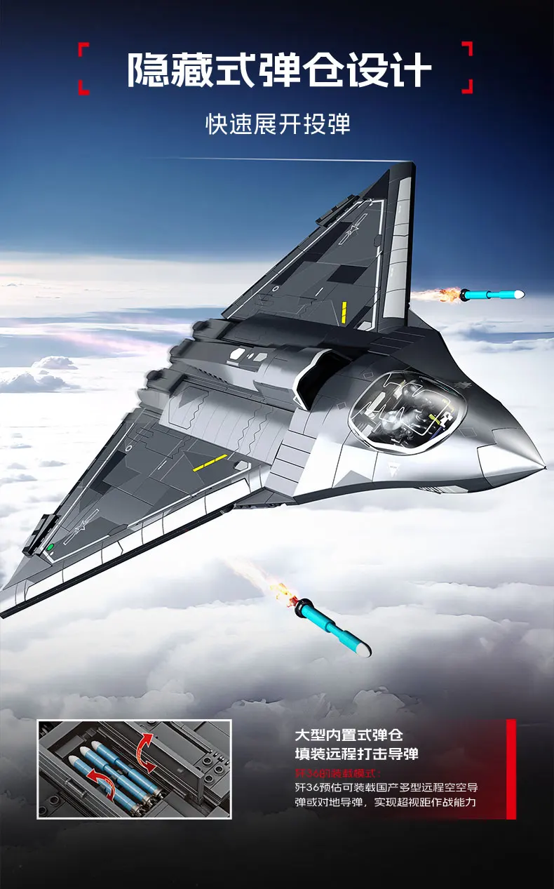 J-36 Carrier Based Fighter Jet Assemblage Building Blocks MOC Military Series Aircraft Plane Model Bricks Boys Toys Gifts
J-36 Carrier Based Fighter Jet Assemblage Building Blocks MOC Military Series Aircraft Plane Model Bricks Boys Toys Gifts