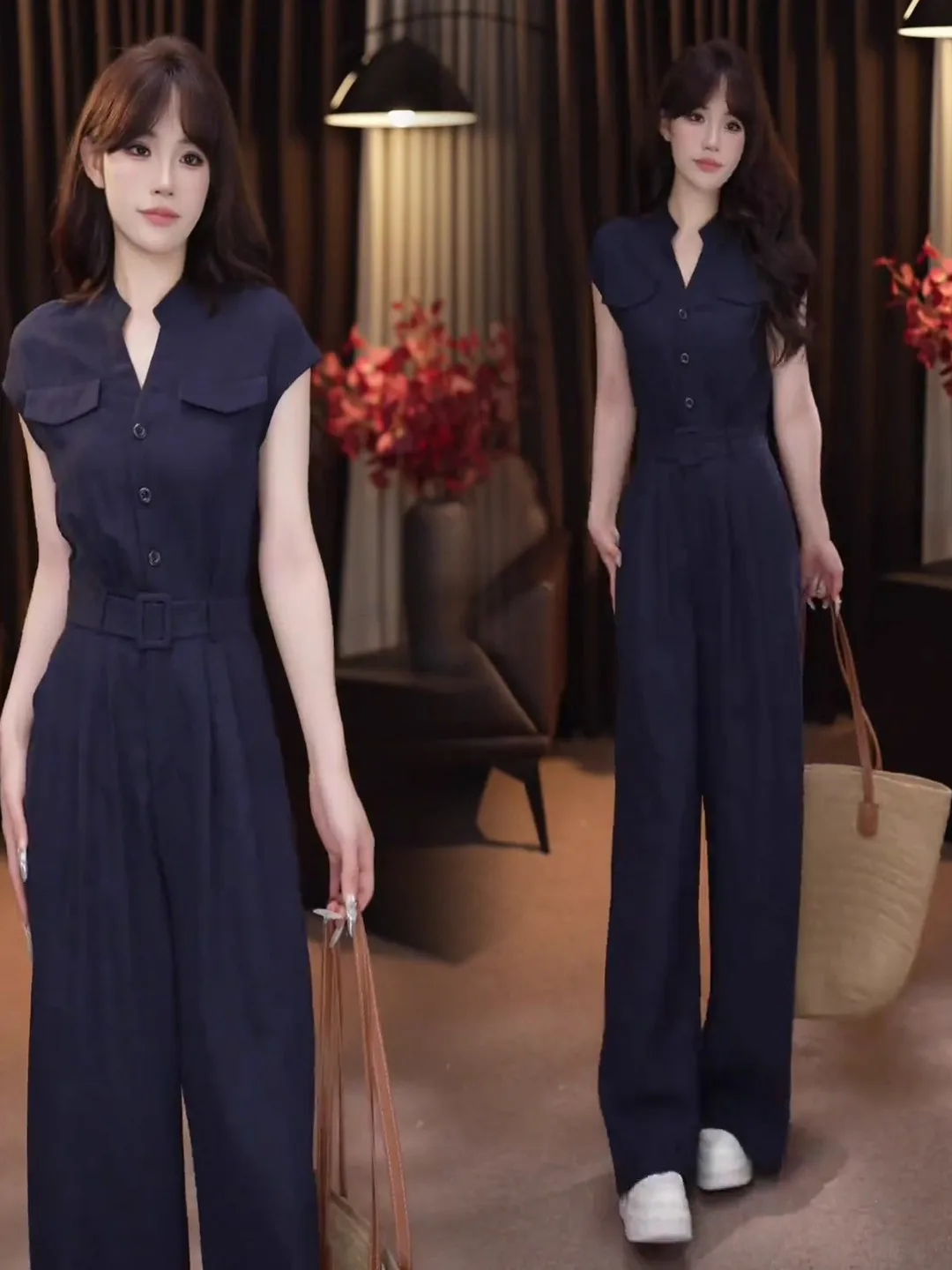 Ele Цельный брючный костюм для женщин, лето 2022, утягивающий костюм с широкими штанинами и талией V-Ne ort Sve Commute Sle
Ele Цельный брючный костюм для женщин, лето 2022, утягивающий костюм с широкими штанинами и талией V-Ne ort Sve Commute Sle