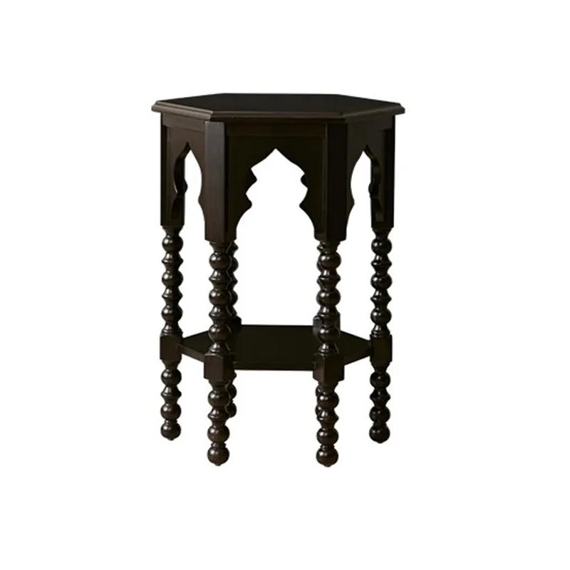 American retro solid wood bedside table, bedroom side few hollow hexagonal table, black storage table
American retro solid wood bedside table, bedroom side few hollow hexagonal table, black storage table