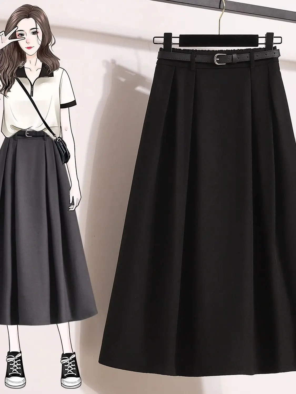 Gray Suit Style Pleated Midi Skirt Women's Summer New Hip Concealing Pear Shape Versatile Mid-Length A-Line Skirt
Gray Suit Style Pleated Midi Skirt Women's Summer New Hip Concealing Pear Shape Versatile Mid-Length A-Line Skirt