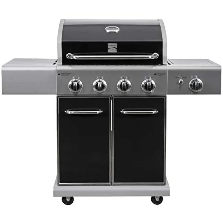 4-Burner BBQ Gas Grill for outdoor cooking, stainless steel, black, 52, 000 BTUs with searing side burner, warming rack, electr
4-Burner BBQ Gas Grill for outdoor cooking, stainless steel, black, 52, 000 BTUs with searing side burner, warming rack, electr