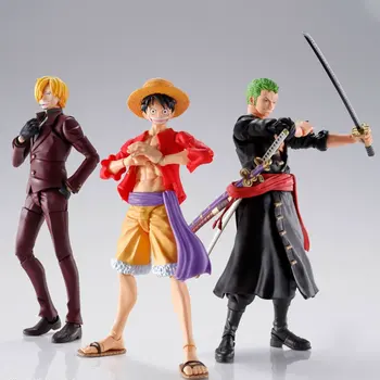 애니메이션 오리지널 원피스 S.H.Figuarts 상지 루피 조로 오니가시마 습격 액션 피규어 수집 모델 조각상 크리스마스 장난감