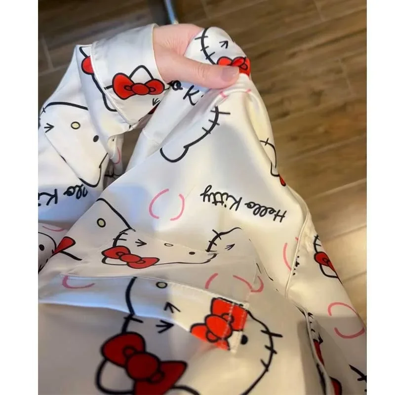 Hello Kitty pajamas summer women's, Beth cartoon cute long-sleeved trousers two-piece set, can be worn outside loungewear
Hello Kitty pajamas summer women's, Beth cartoon cute long-sleeved trousers two-piece set, can be worn outside loungewear