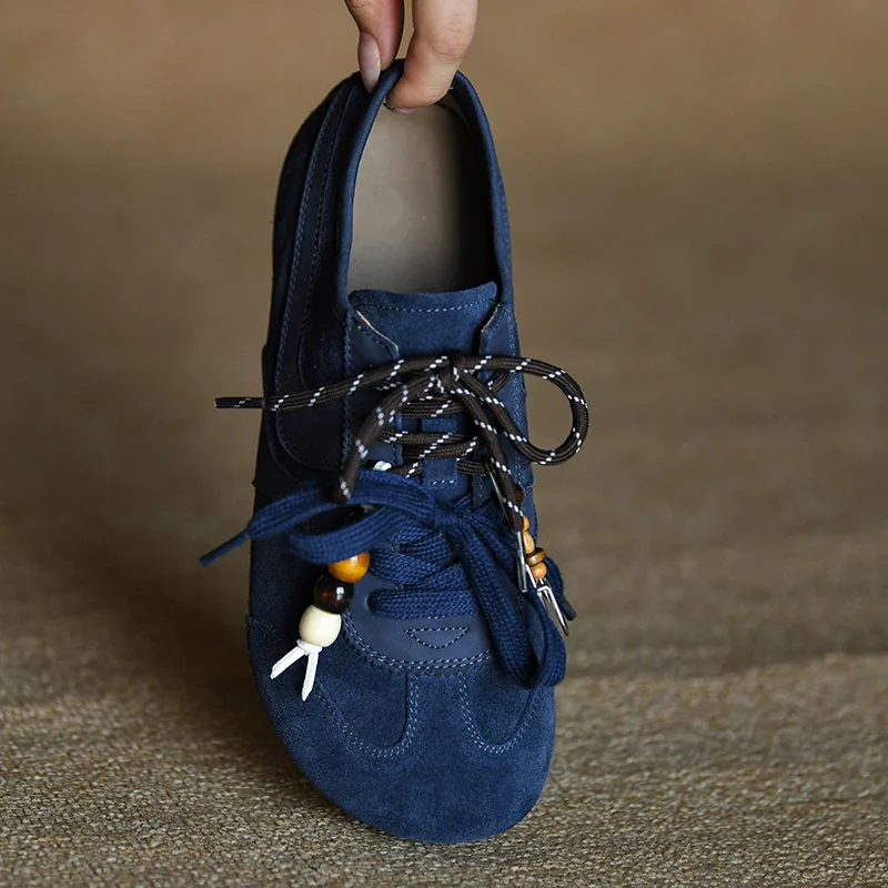Blue Cow Suede Women's Sneakers 2026 Spring Lace-up German Training Shoes Round Toe Casual Low Heels Phoentin FT5286
Blue Cow Suede Women's Sneakers 2026 Spring Lace-up German Training Shoes Round Toe Casual Low Heels Phoentin FT5286