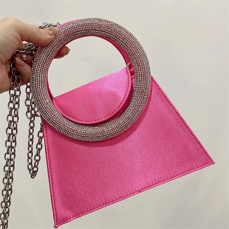 Luxury Rose Pink Handbag Ladies Shiny Rhinstone Handle Silk Like Satin Evening Bags Formal Party Black Large Hand Bags Pink Bag
Luxury Rose Pink Handbag Ladies Shiny Rhinstone Handle Silk Like Satin Evening Bags Formal Party Black Large Hand Bags Pink Bag