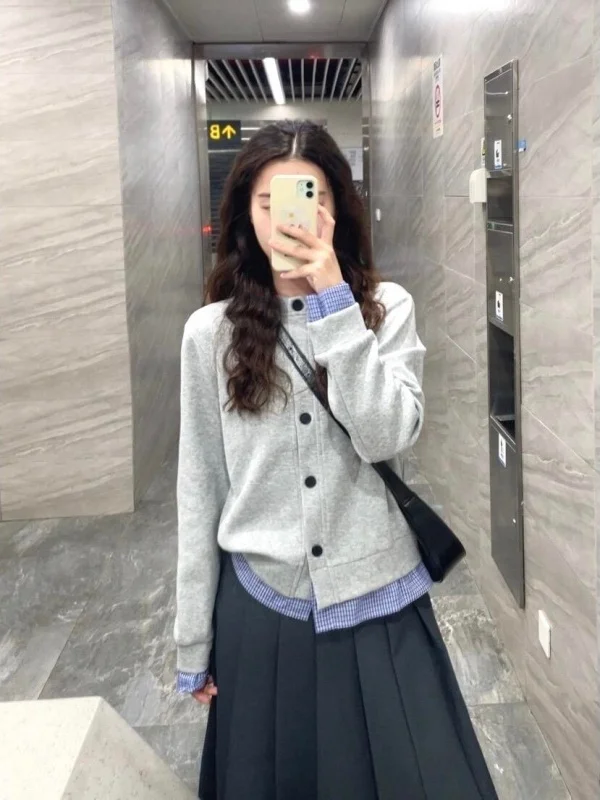 Корейская свободная толстовка-кардиган с узором и эффектом двухслойности для женщин, тонкая, на раннюю весну, с открытым передом
Корейская свободная толстовка-кардиган с узором и эффектом двухслойности для женщин, тонкая, на раннюю весну, с открытым передом