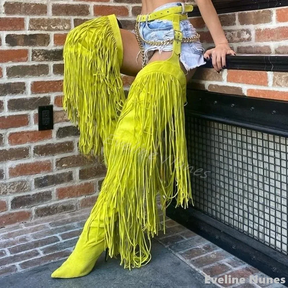Yellow Sexy Tassel Stage Boots Women Pointed Toe Stiletto Heel Side Zipper Over The Knee Boots Colorful Snake Print Pants Boots
Yellow Sexy Tassel Stage Boots Women Pointed Toe Stiletto Heel Side Zipper Over The Knee Boots Colorful Snake Print Pants Boots
