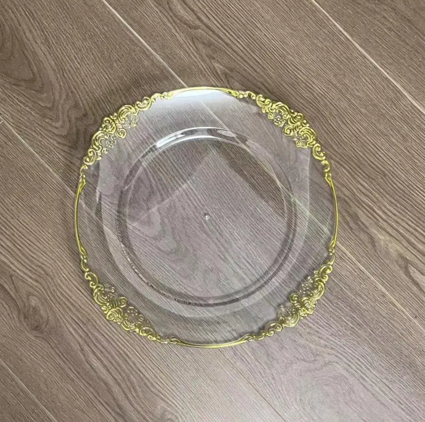 50/100pcs Acrylic Plastic Clear Charger Plate with Gold Rim Decorative Dinner Serving Plates Wedding Xmas Party Decoration ni251
50/100pcs Acrylic Plastic Clear Charger Plate with Gold Rim Decorative Dinner Serving Plates Wedding Xmas Party Decoration ni251