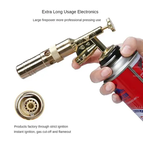 Portable Welding Gas Torch Flame Nozzle Butane Burner Outdoor Camp BBQ Lighter Flamethrower Kitchen Supplies Welding Equipment