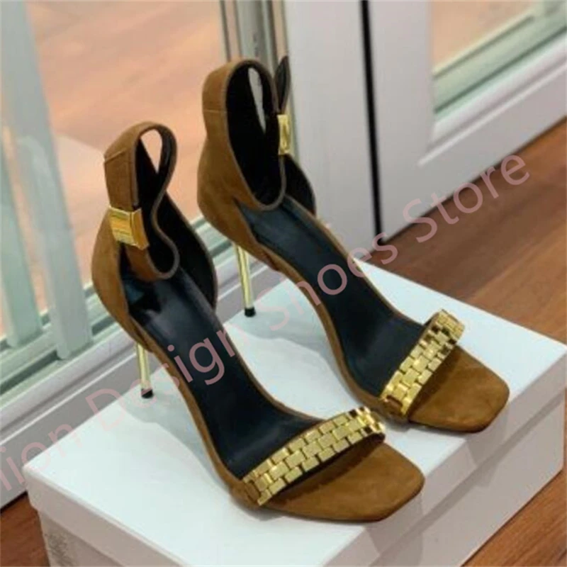 Metal Heeled Metal Chains Bands Cover Heel Summer Women Sandals Ankle Strapy Suede Size 36-41 Party Shoes Women
Metal Heeled Metal Chains Bands Cover Heel Summer Women Sandals Ankle Strapy Suede Size 36-41 Party Shoes Women