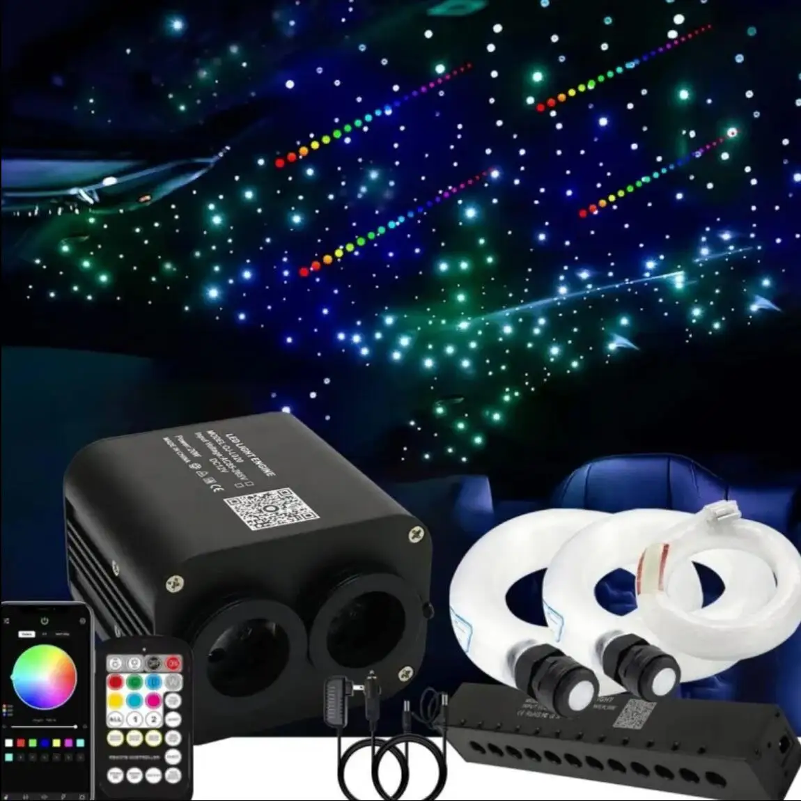 20W dual port flashing RGB LED fiber optic star roof light star light roof star atmosphere light APP control
20W dual port flashing RGB LED fiber optic star roof light star light roof star atmosphere light APP control