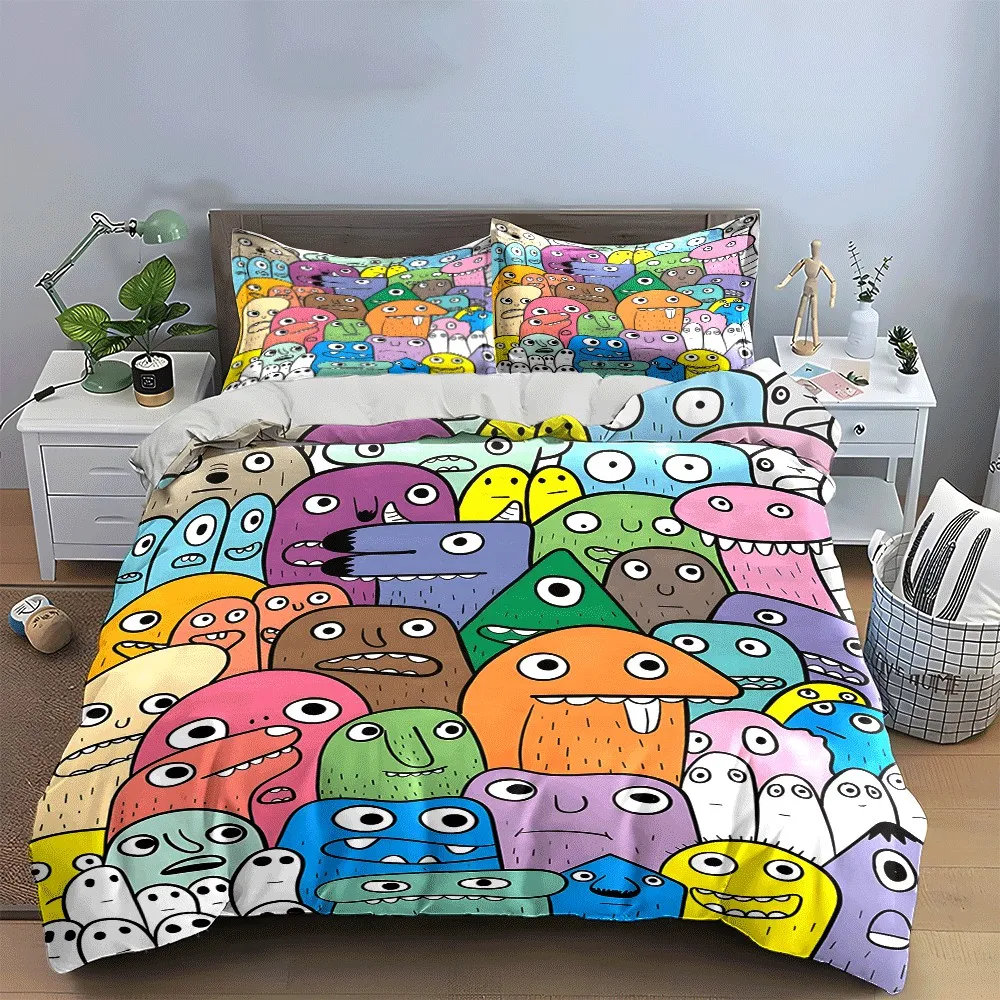 "Colorful Monsters Cartoon Decoration Set" Exquisite three-piece bedding set gift for kids and adults
"Colorful Monsters Cartoon Decoration Set" Exquisite three-piece bedding set gift for kids and adults