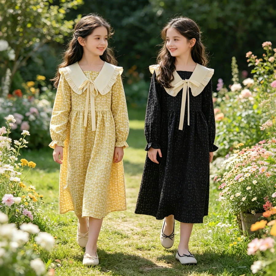 Girls Yellow Textured Maxi Dress Long Sleeve Ruffle Collar Bow Detail for Daily Wear Outdoor Casual Elegant Kids Dress 6 8 10 Y
Girls Yellow Textured Maxi Dress Long Sleeve Ruffle Collar Bow Detail for Daily Wear Outdoor Casual Elegant Kids Dress 6 8 10 Y