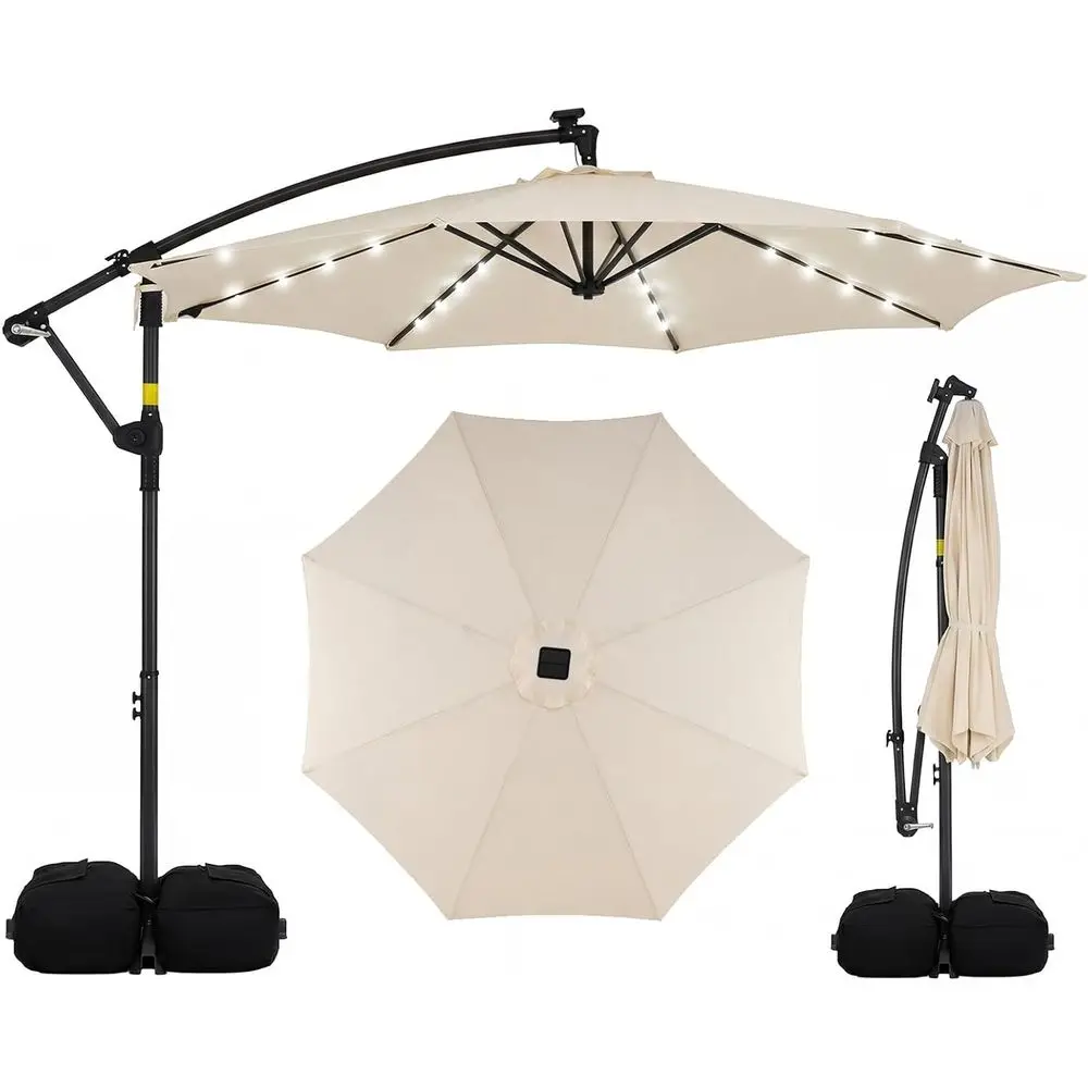 10ft Outdoor Patio Umbrella with Base, 32 LED Lights, 360° Rotation, Crank Handle, Suitable for Pool Deck and Garden (Beige)
10ft Outdoor Patio Umbrella with Base, 32 LED Lights, 360° Rotation, Crank Handle, Suitable for Pool Deck and Garden (Beige)