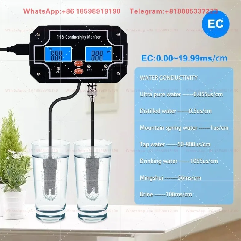 PH-2681 Mini Wall-Mounted Water Quality Detector - Online pH & EC Conductivity Monitoring Meter
PH-2681 Mini Wall-Mounted Water Quality Detector - Online pH & EC Conductivity Monitoring Meter