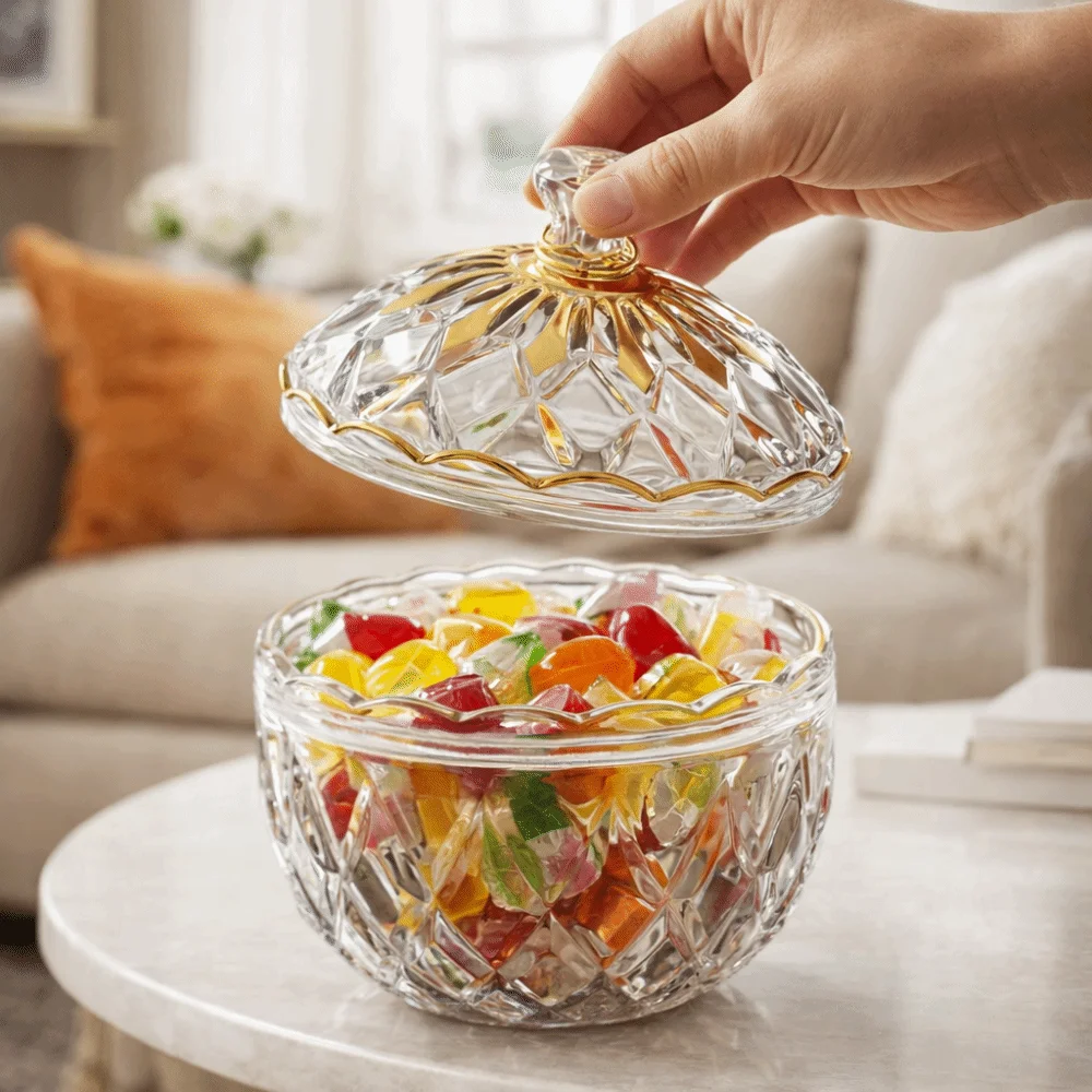 Elegant Style Transparent Candy Jar Moisture-Proof with Lid Crystal Snack Jar Dust-Proof Sugar Bowl Fruit Storage Jar
Elegant Style Transparent Candy Jar Moisture-Proof with Lid Crystal Snack Jar Dust-Proof Sugar Bowl Fruit Storage Jar