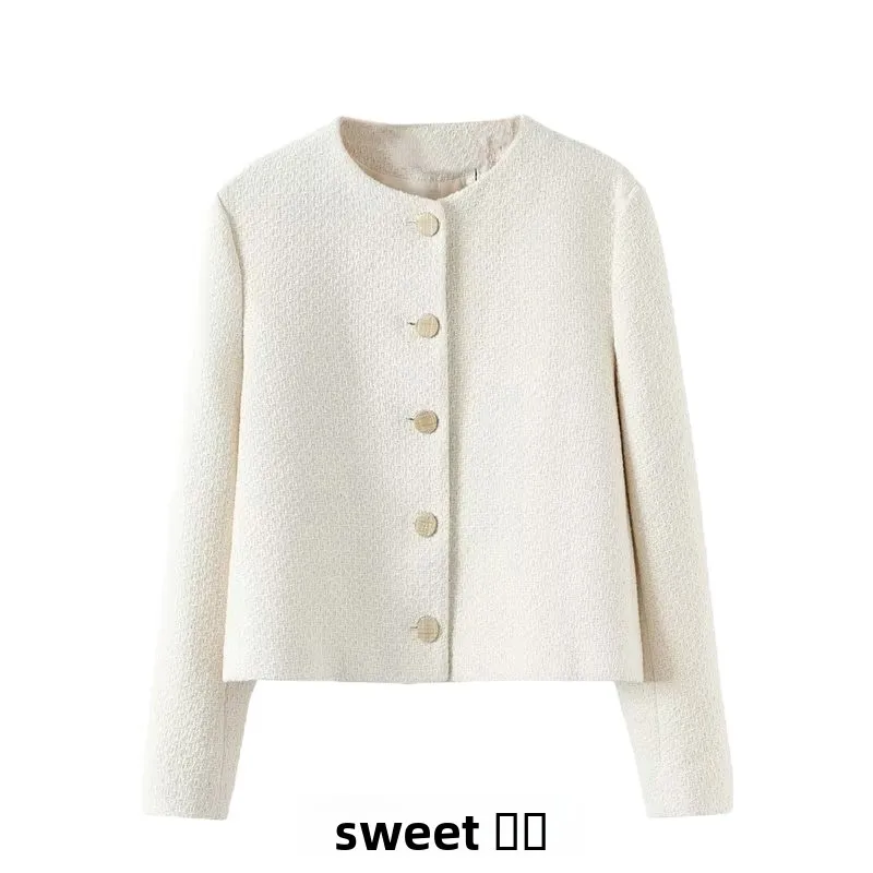 Gold Button Texture Slim Fit Short White Suit Jacket Street Style round Neck Long Sleeve Regular Length 100%
Gold Button Texture Slim Fit Short White Suit Jacket Street Style round Neck Long Sleeve Regular Length 100%
