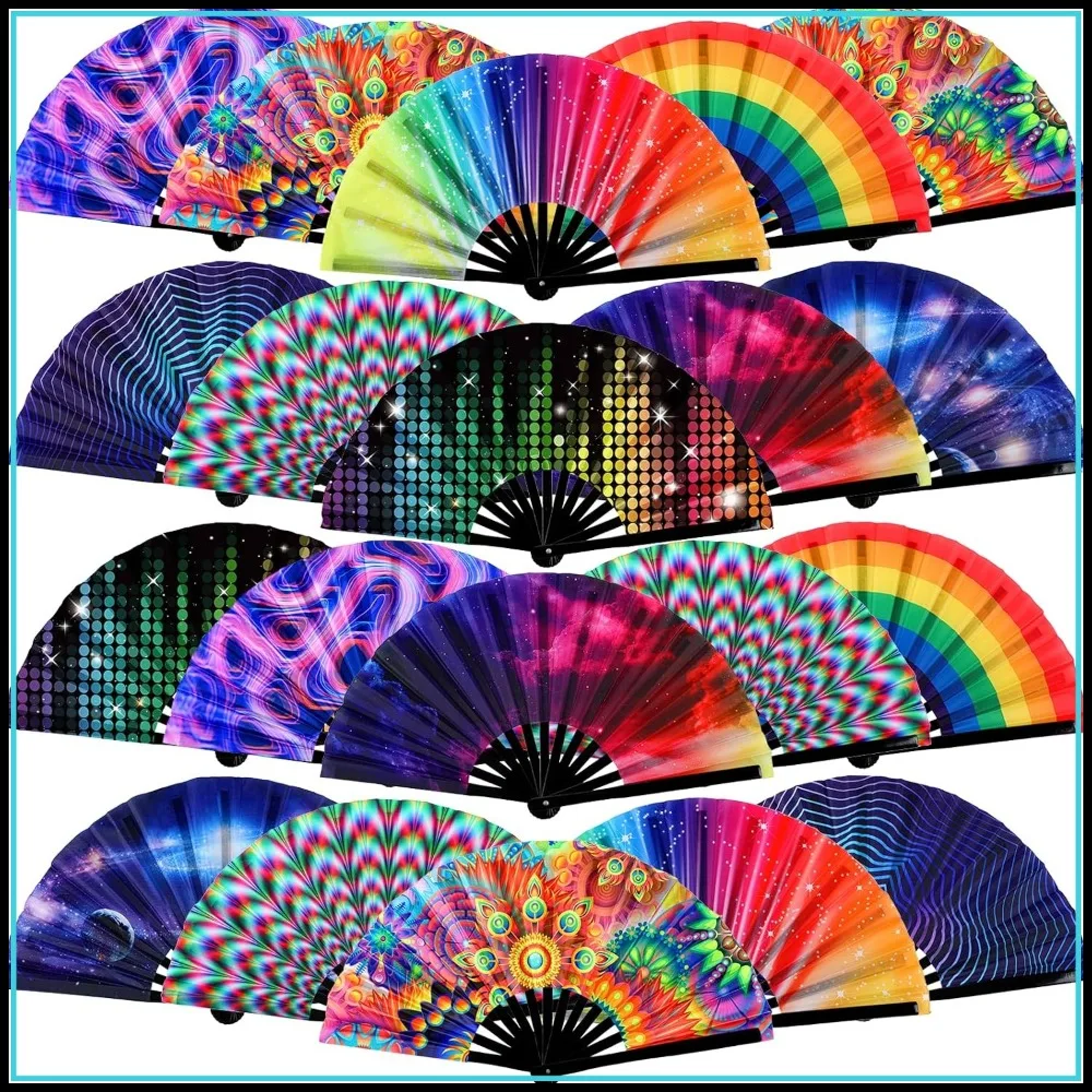 20 Pcs Large Folding Hand Fans with Plastic Ribs, Rainbow Handheld Fans for Dance Club Music Festival Party
20 Pcs Large Folding Hand Fans with Plastic Ribs, Rainbow Handheld Fans for Dance Club Music Festival Party