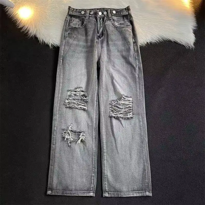 Fashionable Ripped Vintage Large Size Women's Jeans Casual High Waist Denim Pants Comfortable Stretchy Ladies Trousers
Fashionable Ripped Vintage Large Size Women's Jeans Casual High Waist Denim Pants Comfortable Stretchy Ladies Trousers