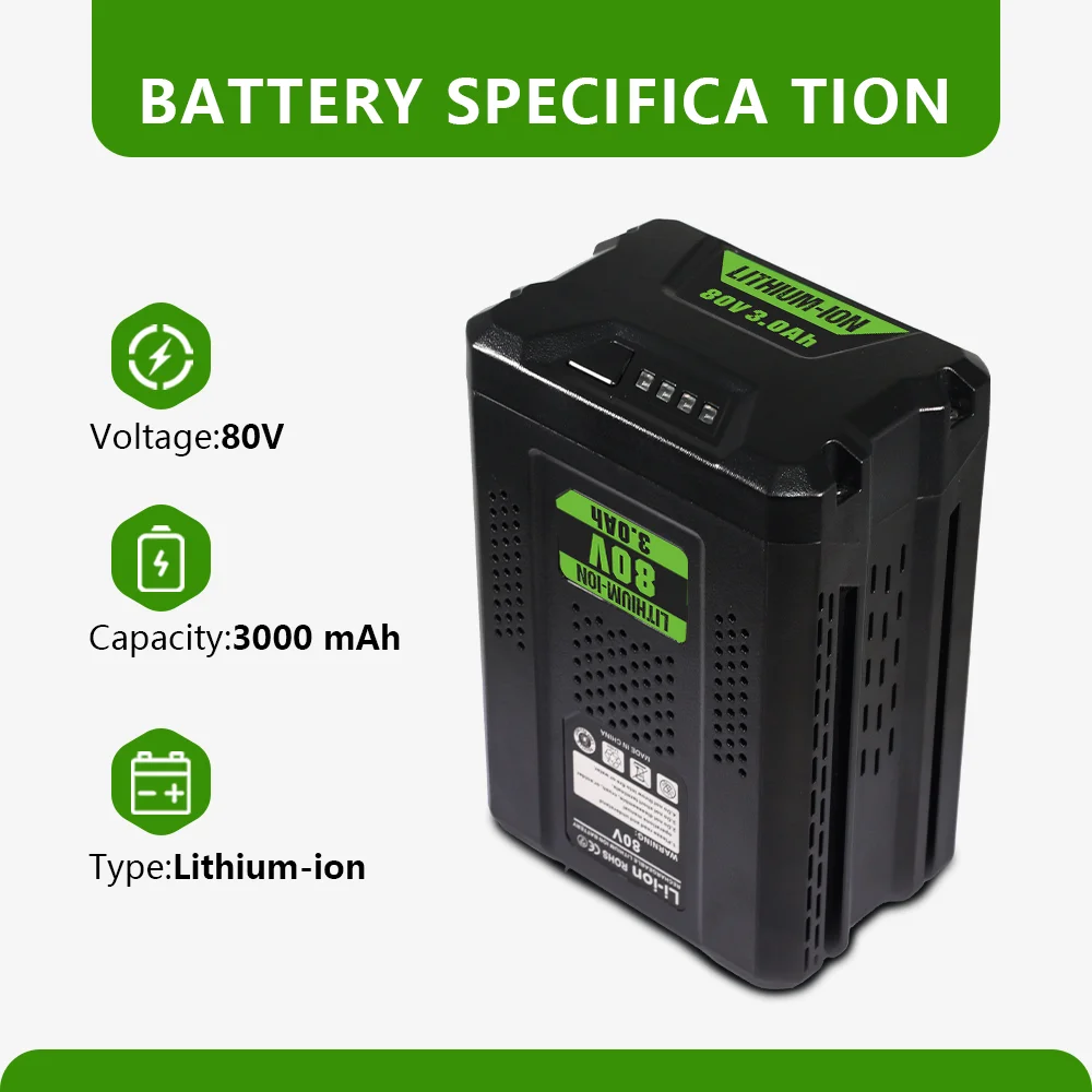 Аккумулятор литий-ионный Greenworks 80V 1.5-3Ah для инструментов, в основном для модели GBA80300, совместим с сериями GBA80200/250/400/500.
Аккумулятор литий-ионный Greenworks 80V 1.5-3Ah для инструментов, в основном для модели GBA80300, совместим с сериями GBA80200/250/400/500.