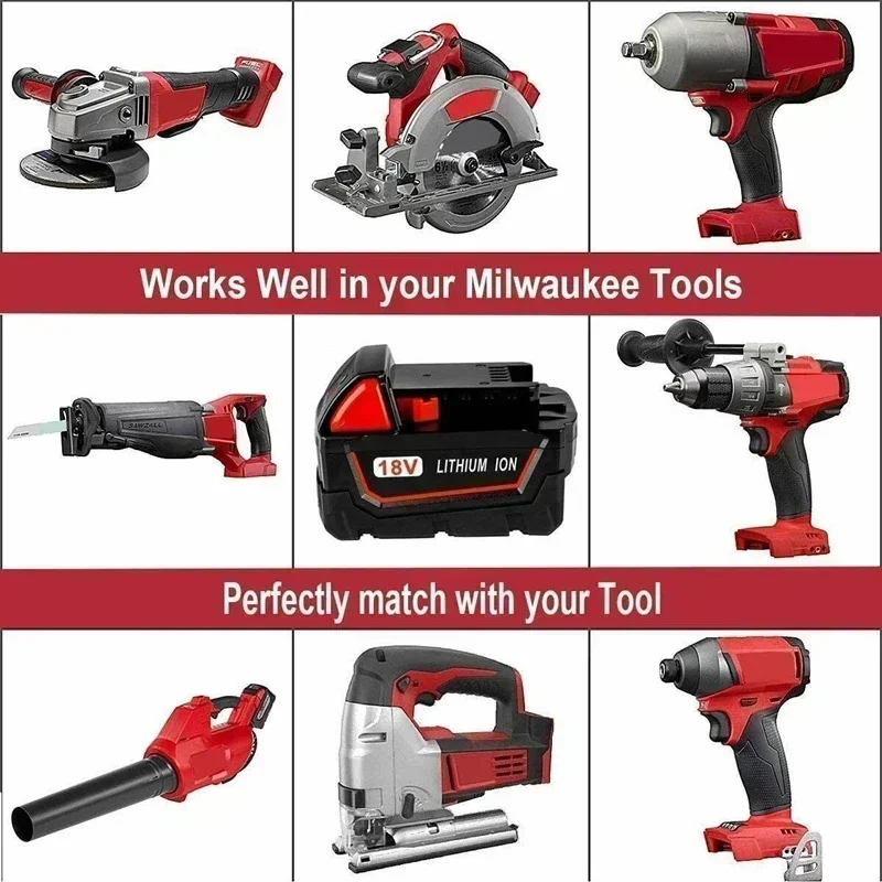 Rechargeable Batteries For Milwaukee M18B5 XC Lithium ION Battery 18v 9.0/6.0/12.0Ah battery charger For Milwaukee M18 12V~18V
Rechargeable Batteries For Milwaukee M18B5 XC Lithium ION Battery 18v 9.0/6.0/12.0Ah battery charger For Milwaukee M18 12V~18V