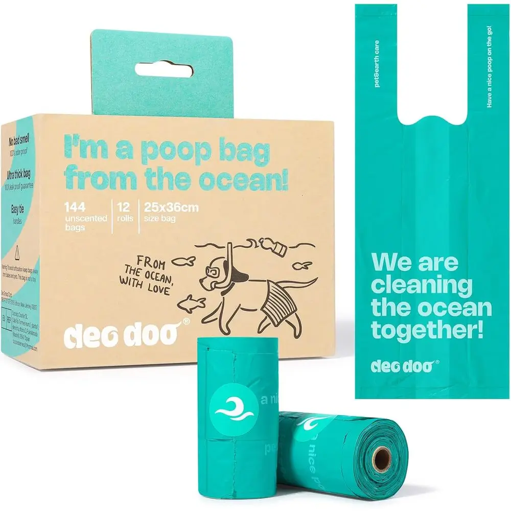 Ocean-Friendly Recycled Plastic Dog Waste Bags, 144 Pack, Thick & Leak-Proof, Unscented
Ocean-Friendly Recycled Plastic Dog Waste Bags, 144 Pack, Thick & Leak-Proof, Unscented