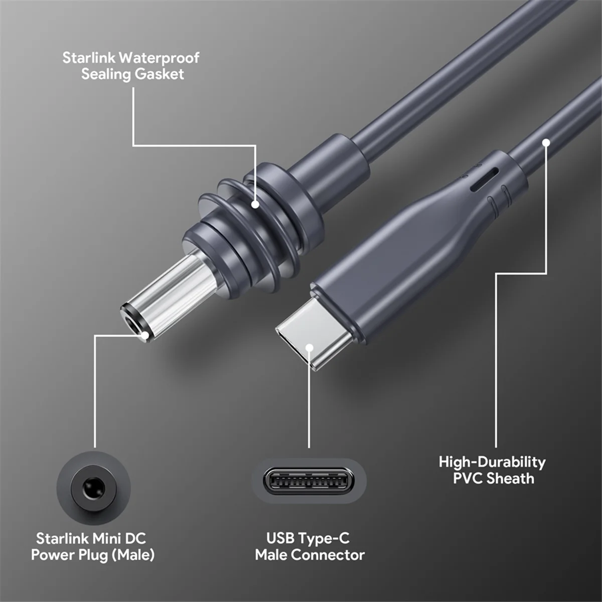 B47C USB C to DC Power Cable for Starlink Mini USB Type-C Input to Waterproof Power Cable for Starlink Gen3 Mini (16.4ft )
B47C USB C to DC Power Cable for Starlink Mini USB Type-C Input to Waterproof Power Cable for Starlink Gen3 Mini (16.4ft )