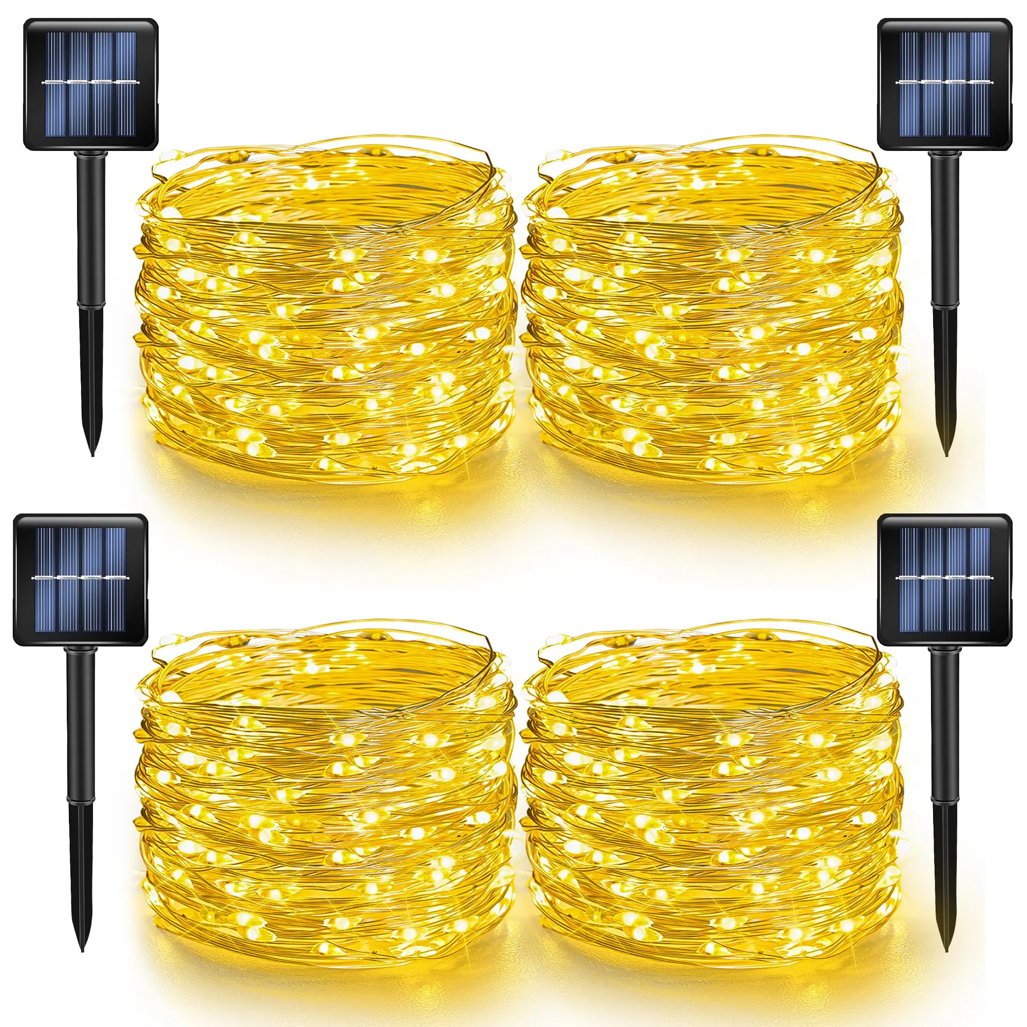 4 Pack Warm White Solar String Lights Outdoor 105FT 300 LED Solar Powered Waterproof Fairy Light for Tree Christmas Decoration
4 Pack Warm White Solar String Lights Outdoor 105FT 300 LED Solar Powered Waterproof Fairy Light for Tree Christmas Decoration
