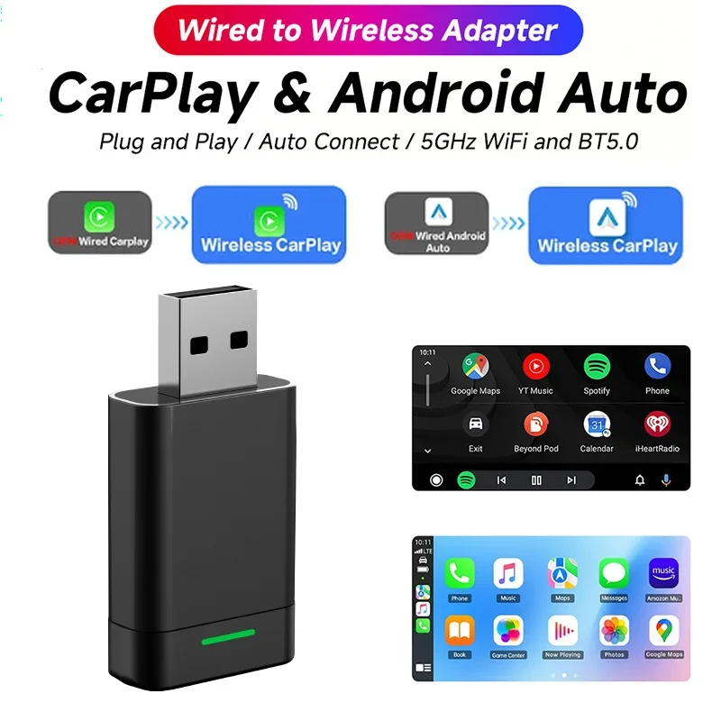 New Wireless Carplay Android Car Adapter 2-In-1 Wired To Wireless Mini Car Ai Box for Audi Toyota Volkswagen Plug and Play
New Wireless Carplay Android Car Adapter 2-In-1 Wired To Wireless Mini Car Ai Box for Audi Toyota Volkswagen Plug and Play