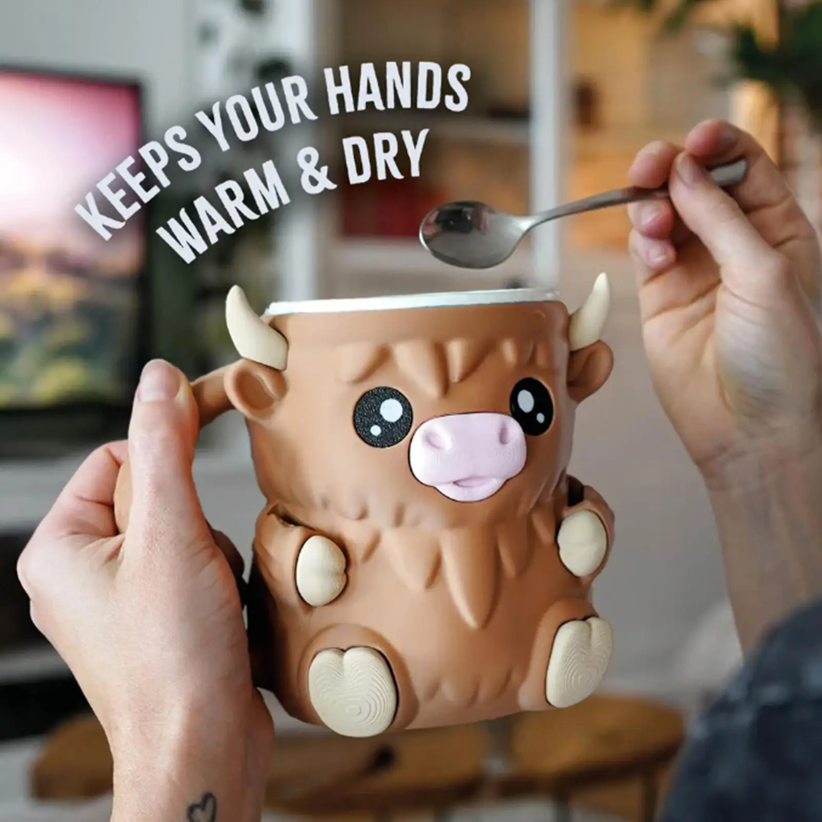 3D Printed Cute Highland Cow Ice Cream Pint Holder Leak-Proof Antifreeze Handle Perfect for Ice Cream Containers Beer Can Sleeve
3D Printed Cute Highland Cow Ice Cream Pint Holder Leak-Proof Antifreeze Handle Perfect for Ice Cream Containers Beer Can Sleeve