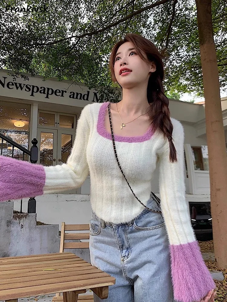 Sweaters Women Contrast Color All-match Patchwork High Street Slim Knitwear Autumn Fashion Hotsweet Simple Long Sleeve College
Sweaters Women Contrast Color All-match Patchwork High Street Slim Knitwear Autumn Fashion Hotsweet Simple Long Sleeve College