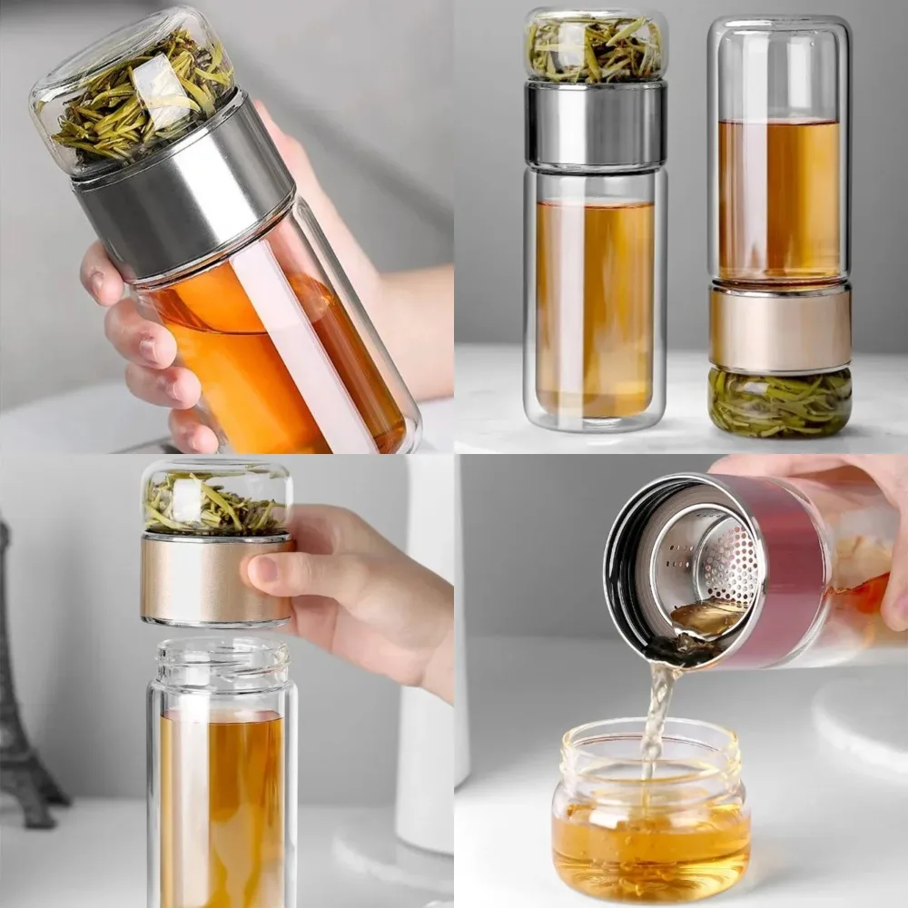 Portable and Durable Double Layer High Borosilicate Glass Tea Infuser Tumbler - Highly Filtered Best Choice for Tea Lovers: Conv
Portable and Durable Double Layer High Borosilicate Glass Tea Infuser Tumbler - Highly Filtered Best Choice for Tea Lovers: Conv