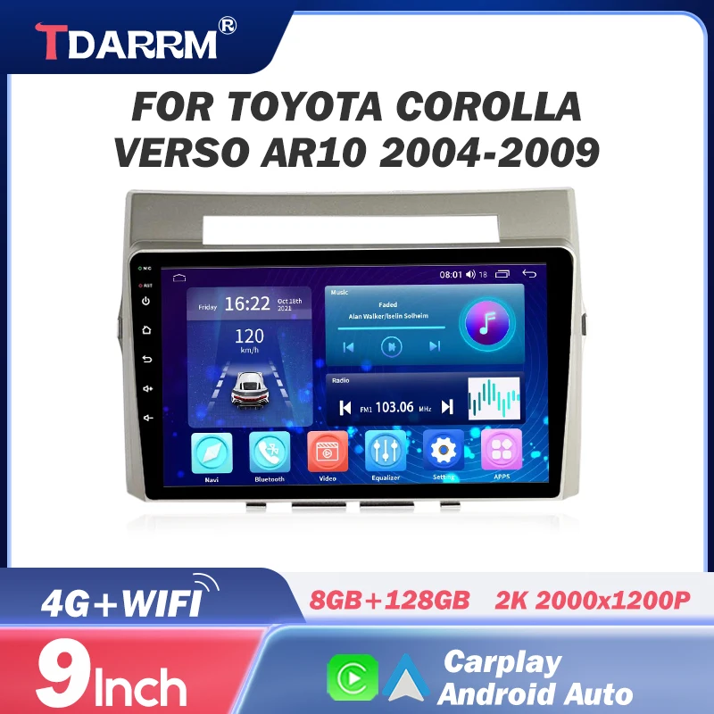 For Toyota Corolla Verso AR10 2004-2009 Car Radio Auto Android 12 Video Player Head Stereo 4G WIFI CarPlay GPS Car Multimedia
For Toyota Corolla Verso AR10 2004-2009 Car Radio Auto Android 12 Video Player Head Stereo 4G WIFI CarPlay GPS Car Multimedia