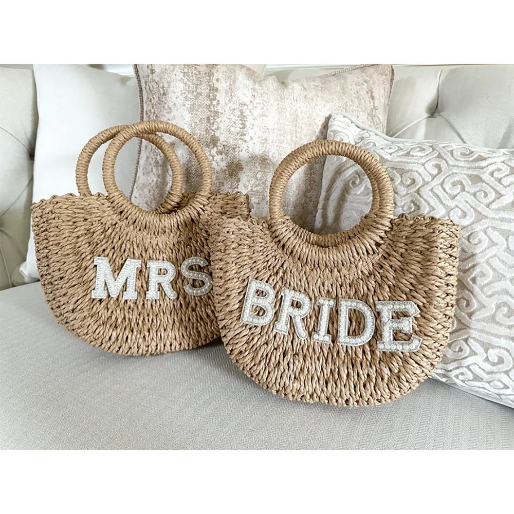 Straw Bride Mrs Bag Honeymoon Bachelorette party Gift Beach Pearl Letter Clutch Boho Straw Bridesmaids Wedding bridal shower Bag
Straw Bride Mrs Bag Honeymoon Bachelorette party Gift Beach Pearl Letter Clutch Boho Straw Bridesmaids Wedding bridal shower Bag