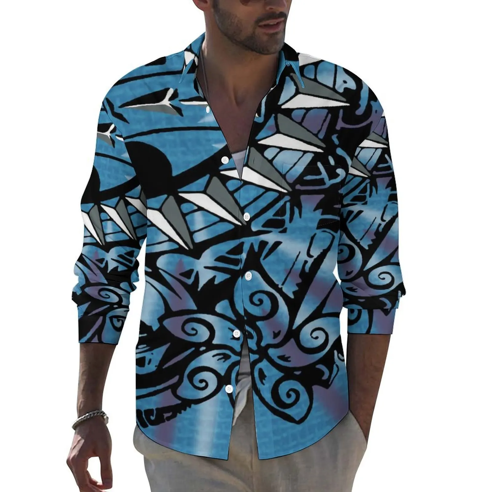 Polynesian Tribal Ethnic Long Sleeve Shirt For Men Fiji Men's Turn-Down Collar Pocket Shirt Hawaiian Casual Tops Printed Custom
Polynesian Tribal Ethnic Long Sleeve Shirt For Men Fiji Men's Turn-Down Collar Pocket Shirt Hawaiian Casual Tops Printed Custom