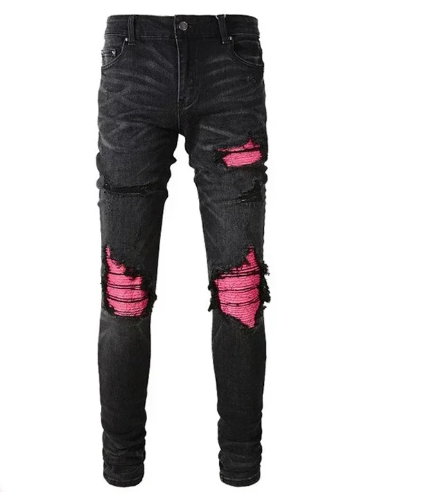 Streetwear Stretch Jeans Men Mid Waist Hole Denim Pencil Pants Washed Distressed Patchwork Denims Straight Ankle Length Trousers
Streetwear Stretch Jeans Men Mid Waist Hole Denim Pencil Pants Washed Distressed Patchwork Denims Straight Ankle Length Trousers