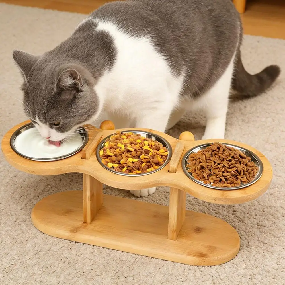 Elevated Cat Bowls Raised Food Bowls 15° Tilted Pet Bowls for Cats Puppy Small Dogs Feeder Stand with 3 Stainless Steel Bowls
Elevated Cat Bowls Raised Food Bowls 15° Tilted Pet Bowls for Cats Puppy Small Dogs Feeder Stand with 3 Stainless Steel Bowls