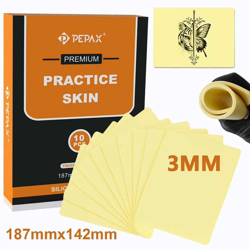 PEPAX 3 мм кожа для практики татуировки, 10 шт., пустые толстые искусственные кожа, двухсторонние силиконовые тренировочные листы, кожа для татуировки с коробкой для хранения
PEPAX 3 мм кожа для практики татуировки, 10 шт., пустые толстые искусственные кожа, двухсторонние силиконовые тренировочные листы, кожа для татуировки с коробкой для хранения