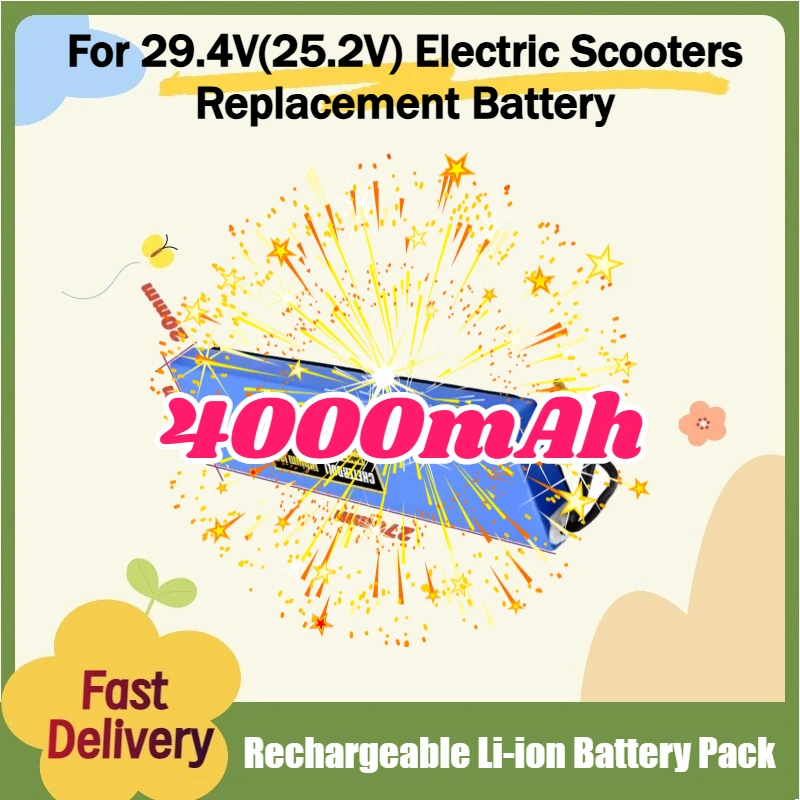 Suitable for 29.4V Electric Scooters Replacement Battery XT30+JST Plug 25.2V 4000mAh 18650 7S2P Li-ion Rechargeable Battery Pack
Suitable for 29.4V Electric Scooters Replacement Battery XT30+JST Plug 25.2V 4000mAh 18650 7S2P Li-ion Rechargeable Battery Pack