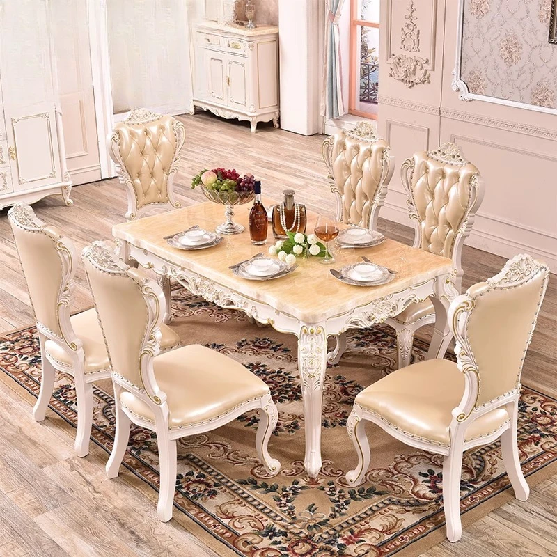 European marble dining table and chair combination rectangular full solid wood carving flower modern simple size apartment famil
European marble dining table and chair combination rectangular full solid wood carving flower modern simple size apartment famil
