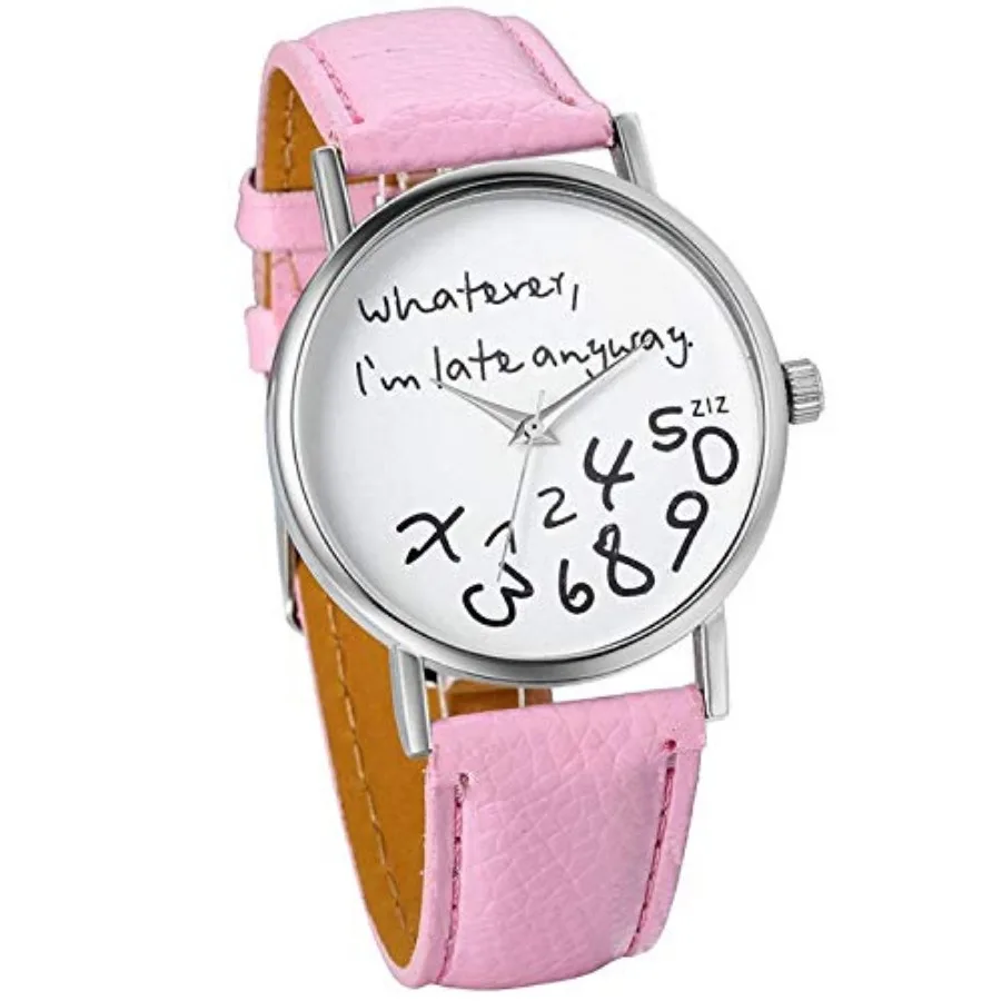 Unisex Female Women Ladies Girls Whatever, I'm Late Anyway Love Gift Leather Strap Watches Quartz Wrist Watch
Unisex Female Women Ladies Girls Whatever, I'm Late Anyway Love Gift Leather Strap Watches Quartz Wrist Watch