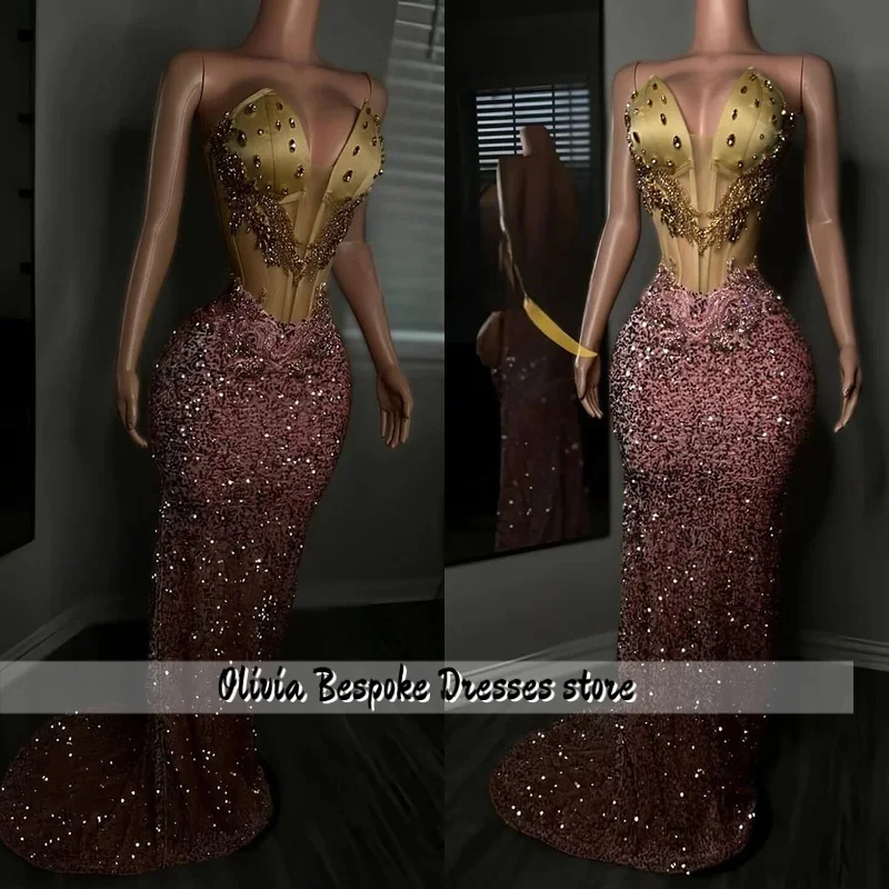 Pink Sequin Prom Dresses Black Girls Valentine's Day Crystal Mermaid Party Gowns Sweetheart African Evening Customized
Pink Sequin Prom Dresses Black Girls Valentine's Day Crystal Mermaid Party Gowns Sweetheart African Evening Customized