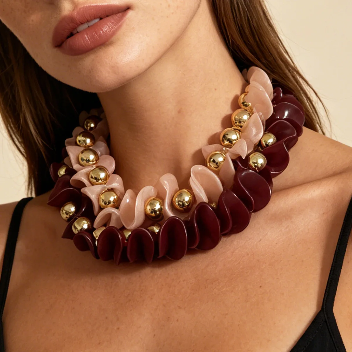 Bohemian Elegant Irregular Acrylic Resin Necklace Big Beads Handmade for Women Trendy Party Jewelry
Bohemian Elegant Irregular Acrylic Resin Necklace Big Beads Handmade for Women Trendy Party Jewelry