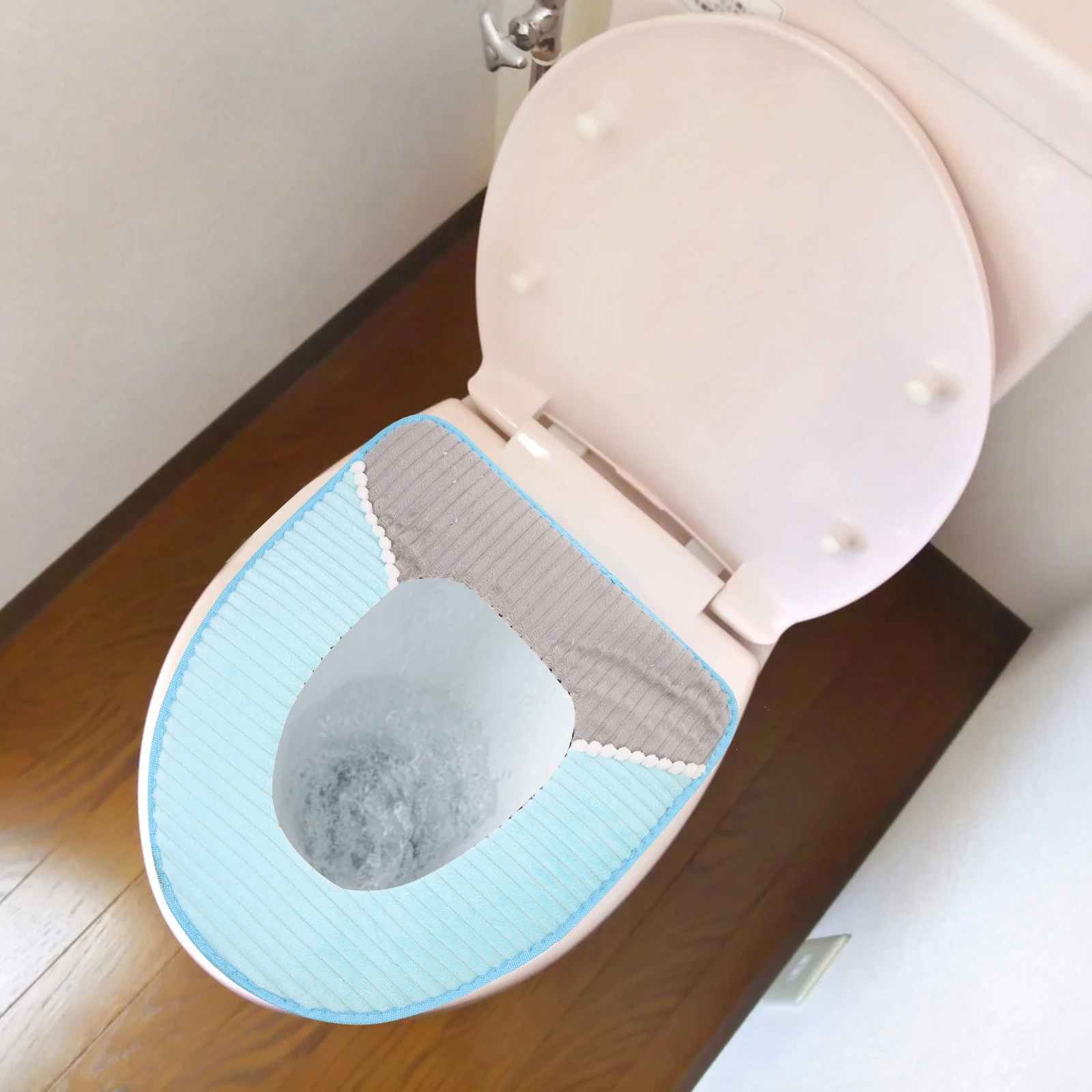Sky Blue Toilet Seat Cover Winter Home Warm Corduroy Stripe Thickened Cushion Non-Slip Elastic for Round Elongated Seats
Sky Blue Toilet Seat Cover Winter Home Warm Corduroy Stripe Thickened Cushion Non-Slip Elastic for Round Elongated Seats