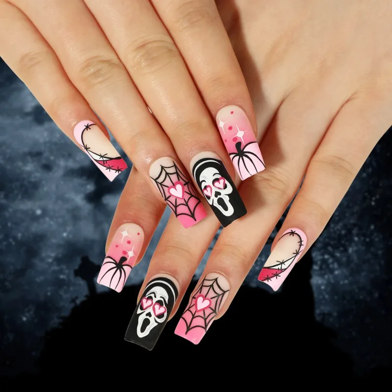24 Pcs Halloween Realistic Fake Nail Pink Gradient Heart Pumpkin Spider Web Skull Self-adhesive False Nails Press on Nails 2025
24 Pcs Halloween Realistic Fake Nail Pink Gradient Heart Pumpkin Spider Web Skull Self-adhesive False Nails Press on Nails 2025