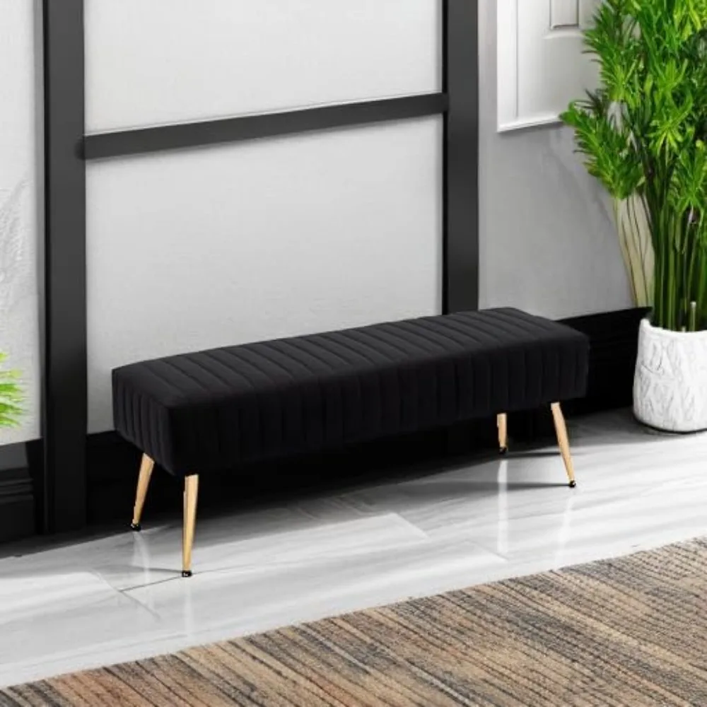44 Inch Bedroom Ottoman Bench, Black Upholstered End of Bed Bench with Gold Legs for Living Room Bedroom Dinning Room Entryway
44 Inch Bedroom Ottoman Bench, Black Upholstered End of Bed Bench with Gold Legs for Living Room Bedroom Dinning Room Entryway