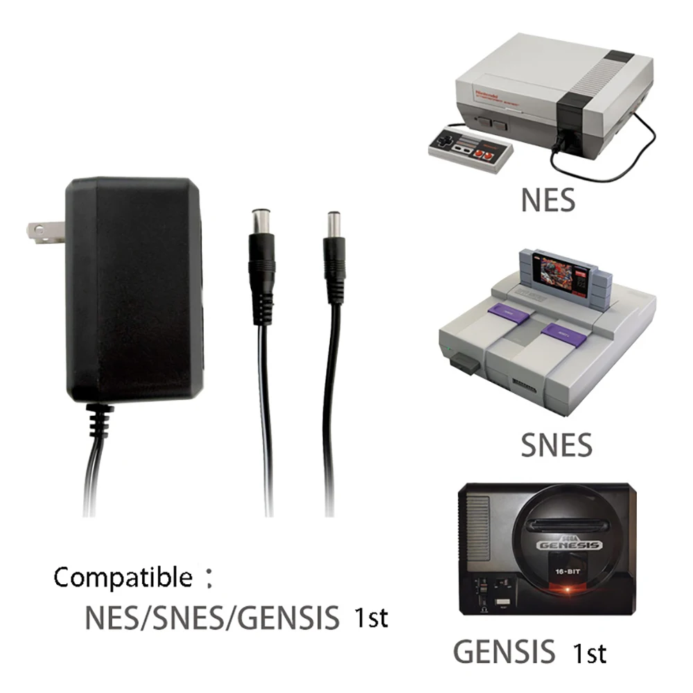 for SNES NES GENESIS 1st Power Adapter 3 in 1 Power Charger Cable Splitter AC100-245V 60HZ DC 9V 850mA Power Supply Dongle
for SNES NES GENESIS 1st Power Adapter 3 in 1 Power Charger Cable Splitter AC100-245V 60HZ DC 9V 850mA Power Supply Dongle
