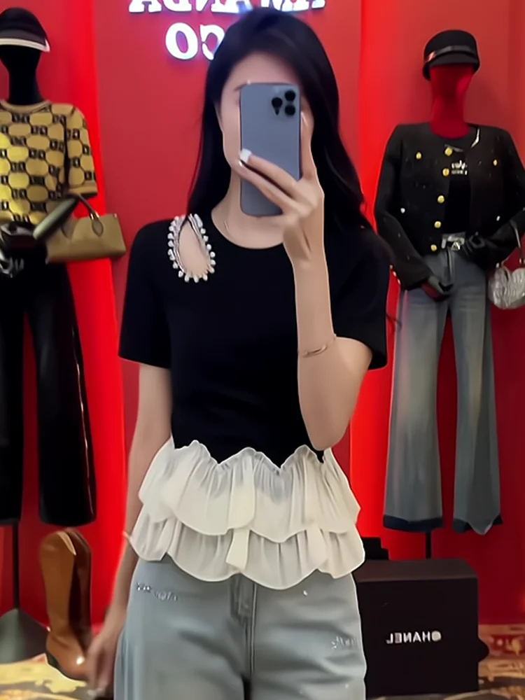 Faionable ort Sve T-irt Women's Heavy Embellied Ruffle Design Summer New Sle Korean Loose Fit round Ne Top
Faionable ort Sve T-irt Women's Heavy Embellied Ruffle Design Summer New Sle Korean Loose Fit round Ne Top